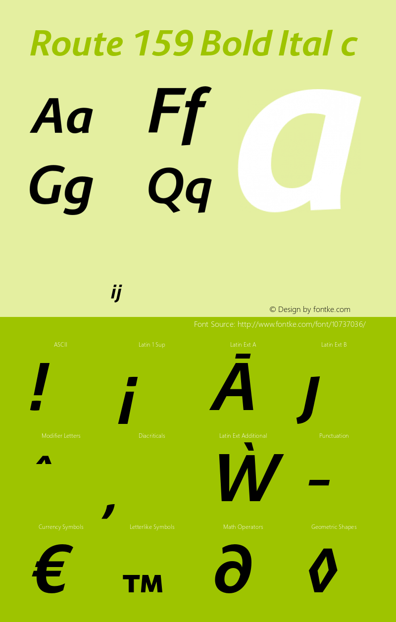 Route 159 Bold Italic Version 1.000;PS 001.000;hotconv 1.0.70;makeotf.lib2.5.58329图片样张