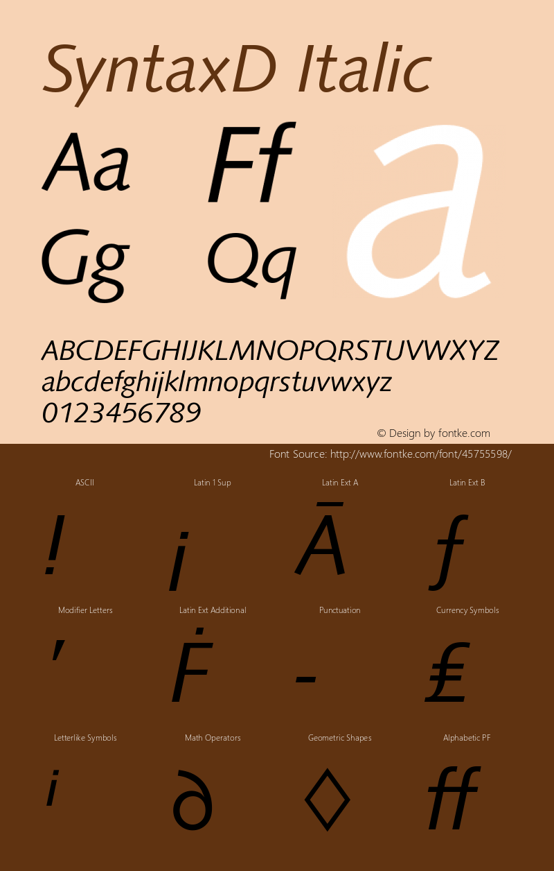 SyntaxD Italic Version 1.00图片样张