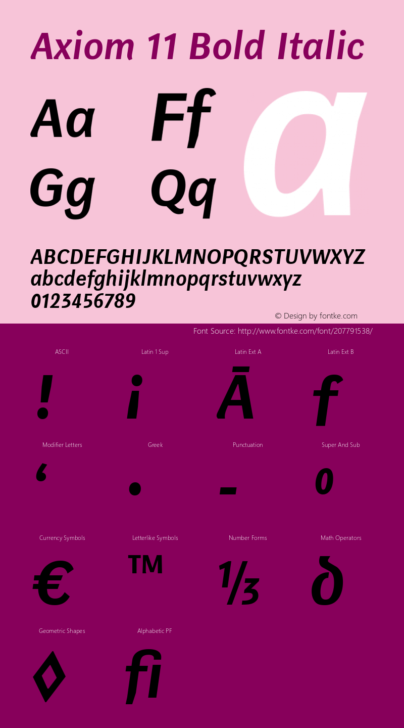 Axiom 11 Bold Italic Version 2.001 | web-ttf图片样张