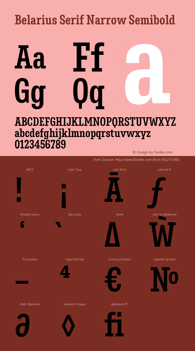Belarius Serif Narrow Sb Version 1.001; ttfautohint (v1.8.3)图片样张