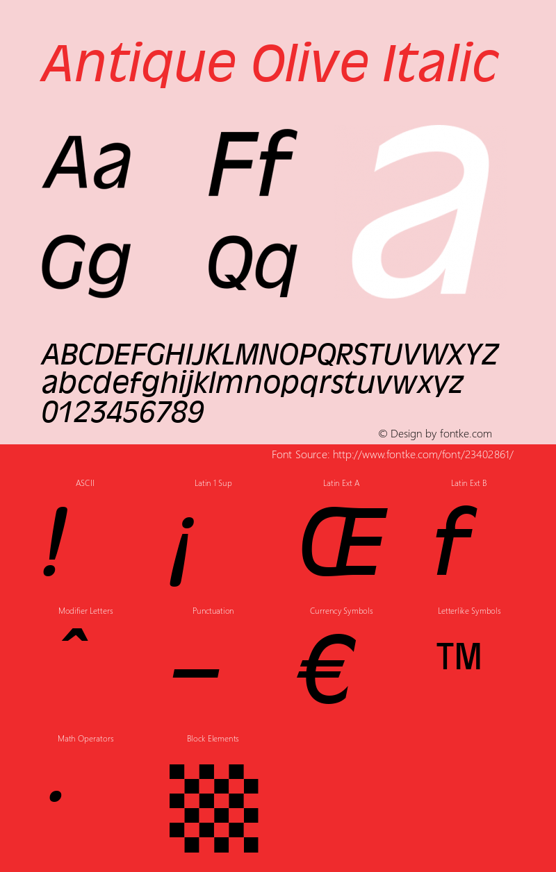 Antique Olive Italic Version 1.01图片样张