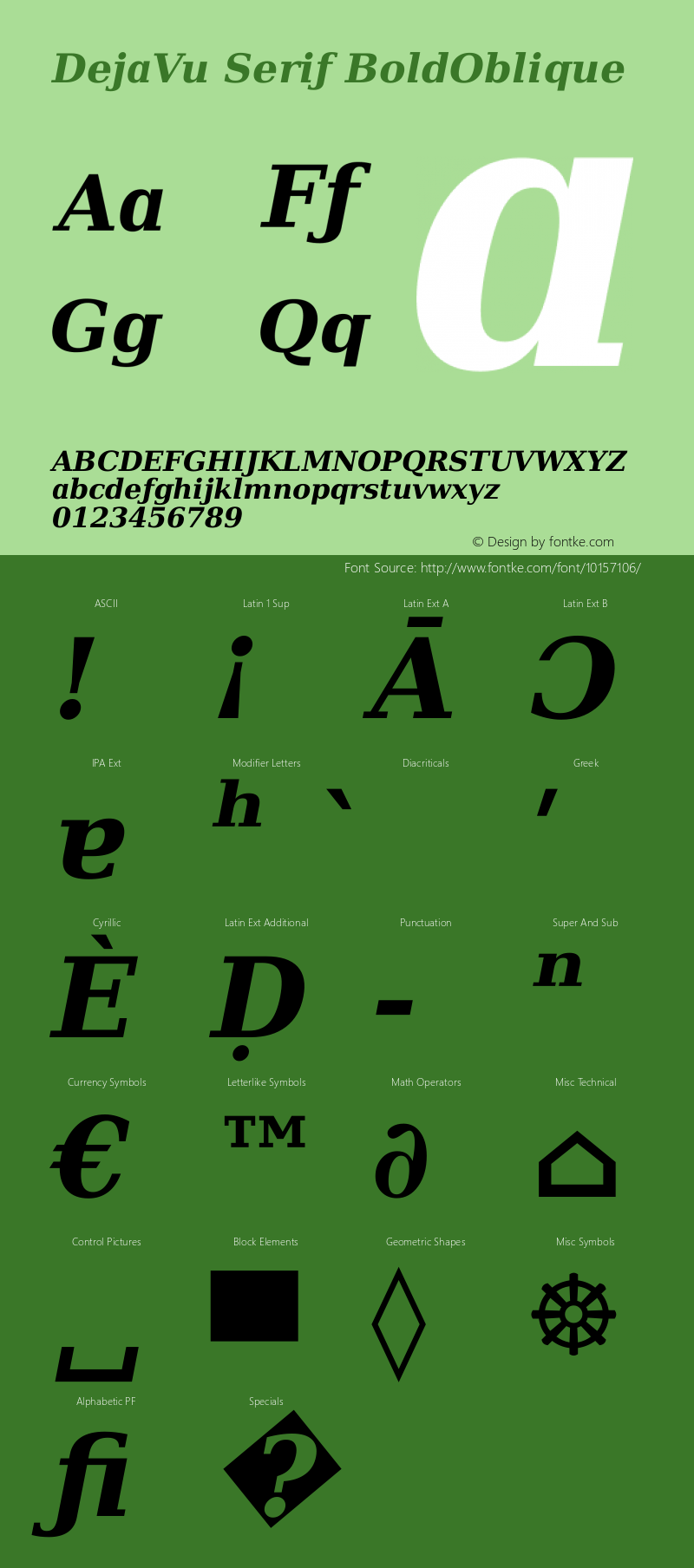 DejaVu Serif BoldOblique Version 2.1图片样张