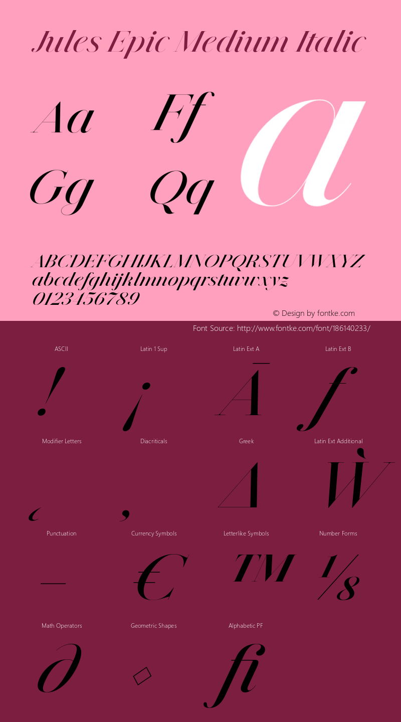 Jules Epic Medium Italic Version 1.001;PS 001.001;hotconv 1.0.70;makeotf.lib2.5.58329图片样张