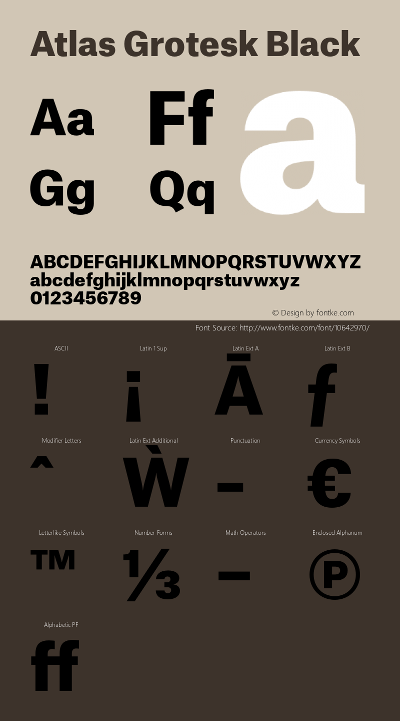 Atlas Grotesk Black Version 1.001;PS 1.001;hotconv 1.0.57;makeotf.lib2.0.21895图片样张