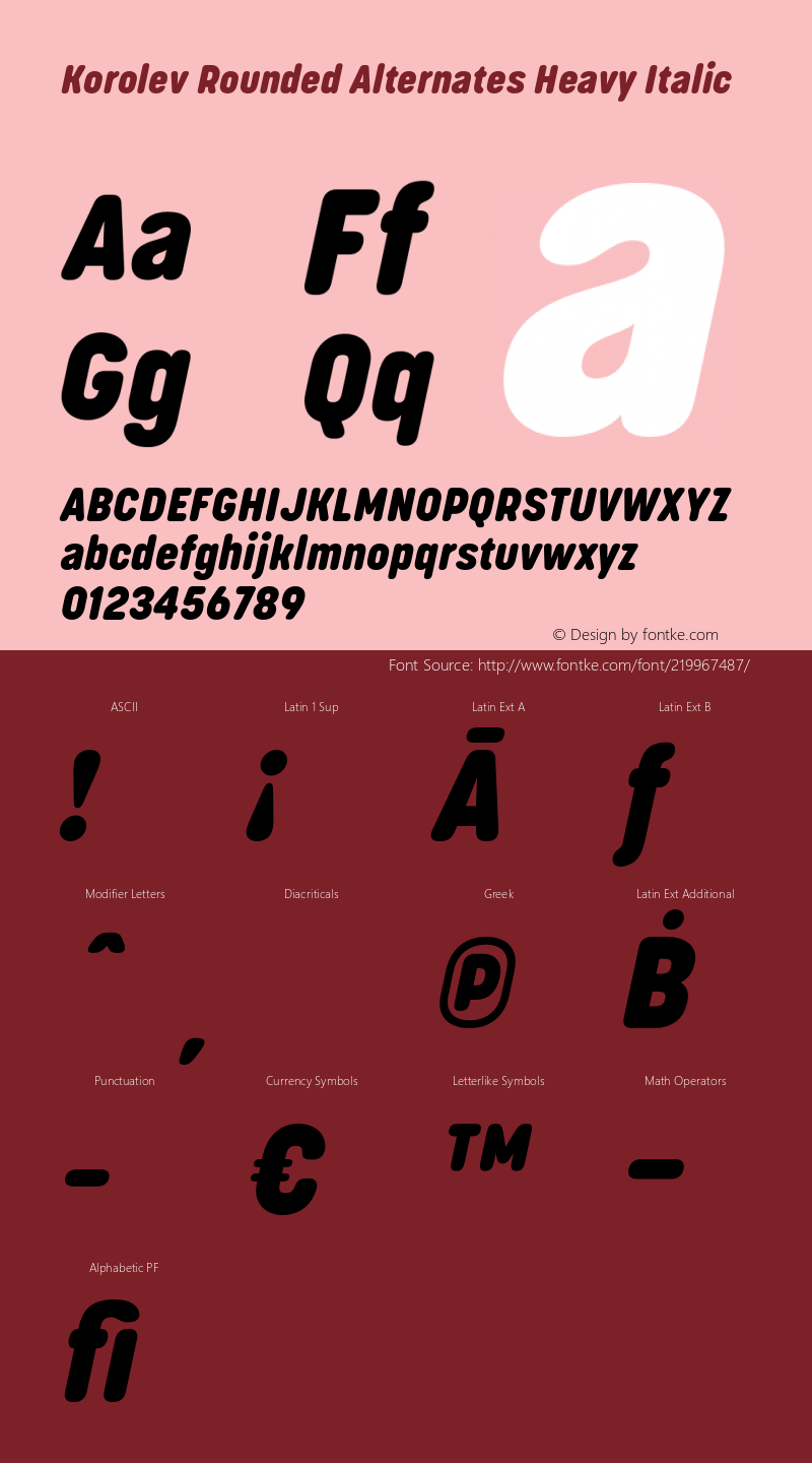 Korolev Rounded Alternates Heavy Italic Version 2.000;hotconv 1.0.109;makeotfexe 2.5.65596图片样张