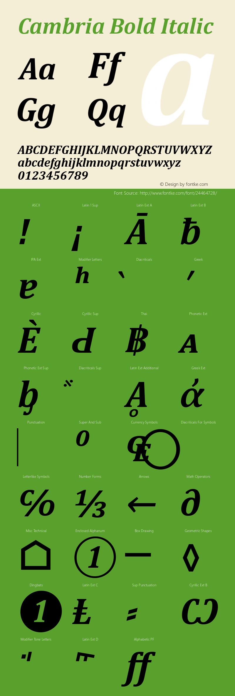 Cambria Bold Italic Version 5.97图片样张
