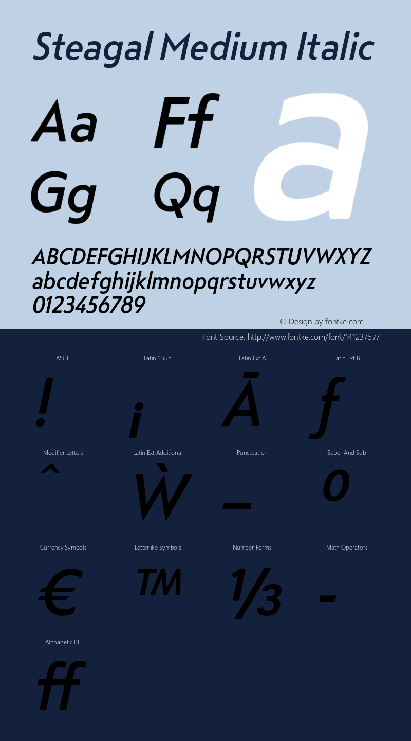 Steagal Medium Italic 1.000图片样张