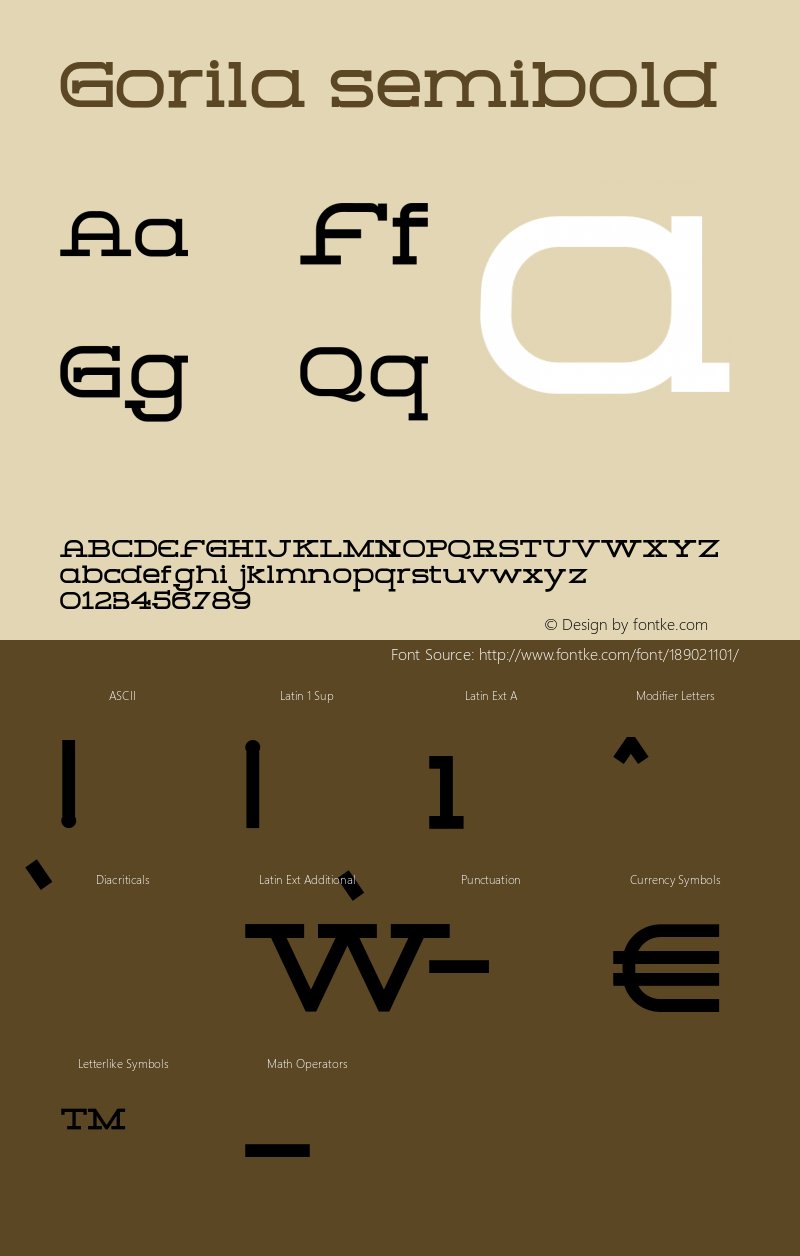 Gorila semibold Version 1.000;hotconv 1.0.109;makeotfexe 2.5.65596图片样张