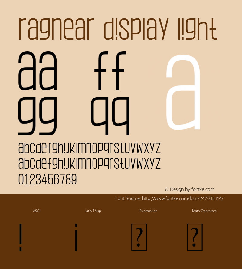 Ragnear Display Light Version 1.00;March 3, 2022;FontCreator 13.0.0.2683 32-bit图片样张