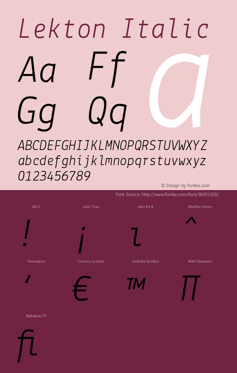 Lekton Italic Version 3.000图片样张