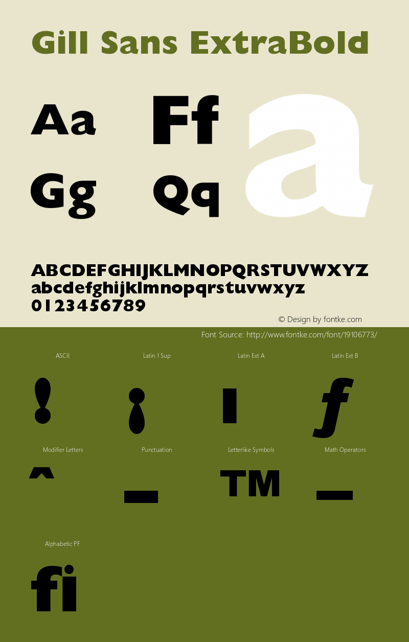 Gill Sans Extra Bold Version 001.001图片样张