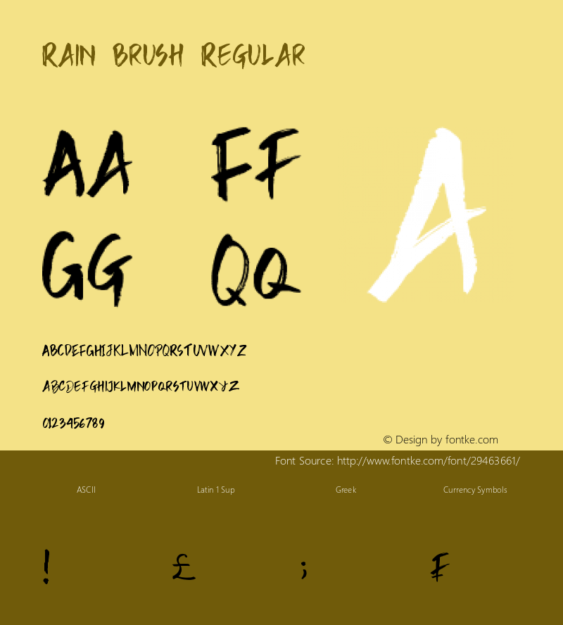 Rain Brush Version 1.00;May 10, 2019;FontCreator 11.5.0.2427 64-bit图片样张
