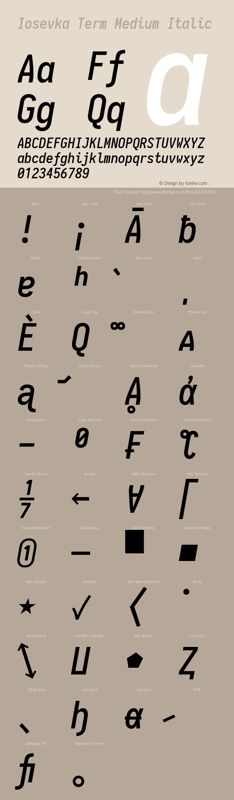 Iosevka Term Medium Italic 1.13.1; ttfautohint (v1.6)图片样张
