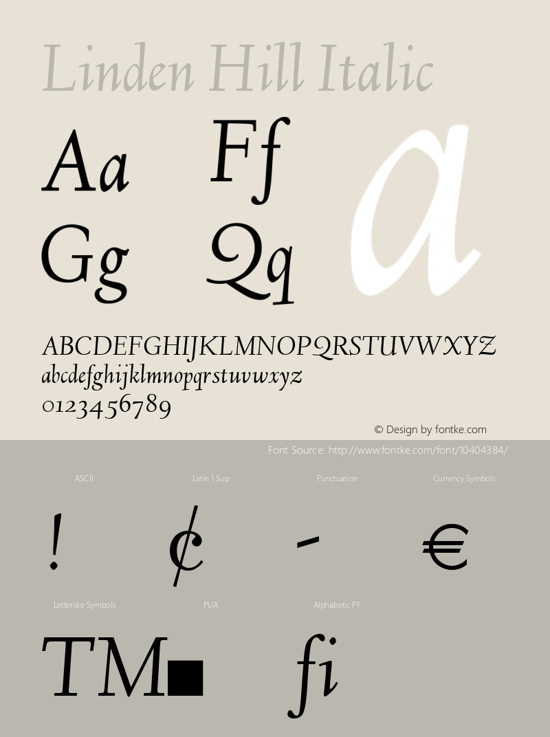 Linden Hill Italic Version 1.2图片样张