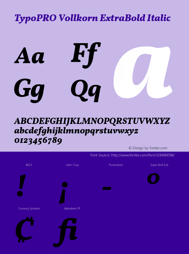 TypoPRO Vollkorn ExtraBold Italic Version 5.000; ttfautohint (v1.8.3)图片样张