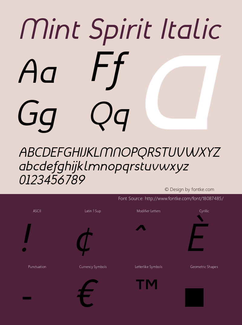 Mint Spirit Italic Version 1.004;FFEdit图片样张