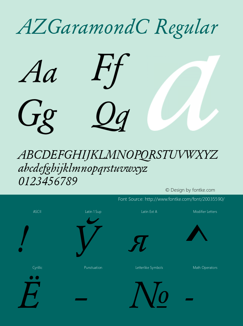 AZGaramondCTT-Italic 001.010图片样张