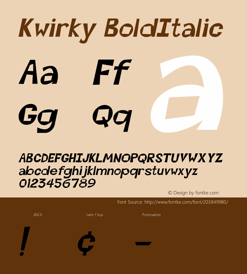 Kwirky BoldItalic Macromedia Fontographer 4.1 7/20/96图片样张