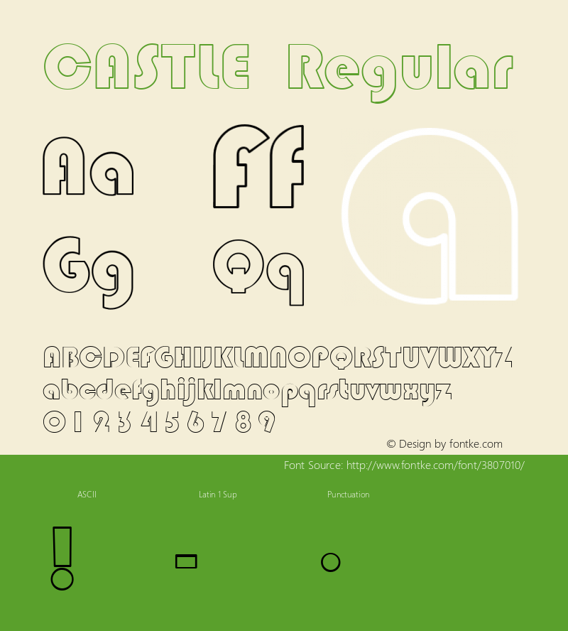 CASTLE Regular Altsys Fontographer 3.5  3/17/97图片样张