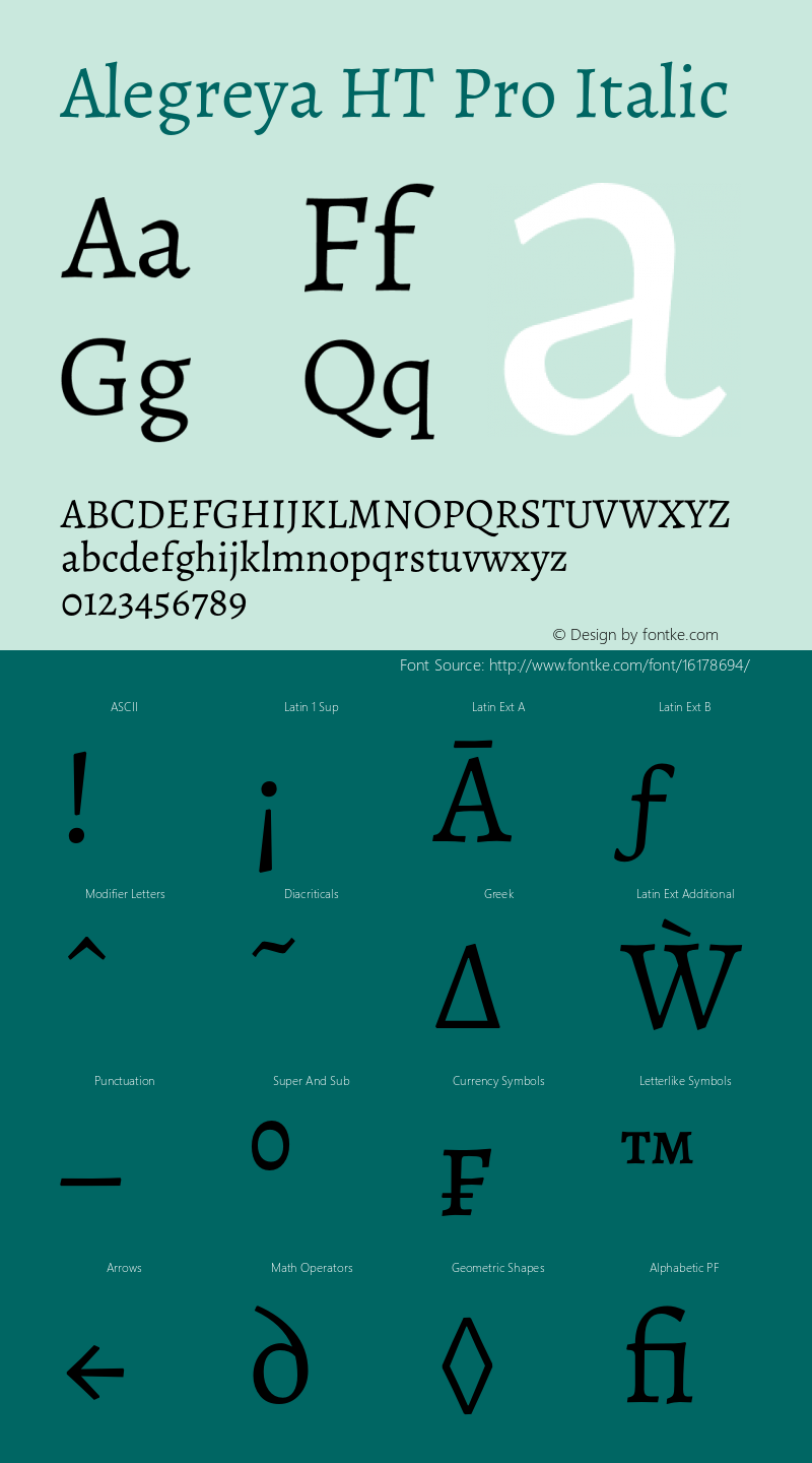 Alegreya HT Pro Italic Version 1.200图片样张