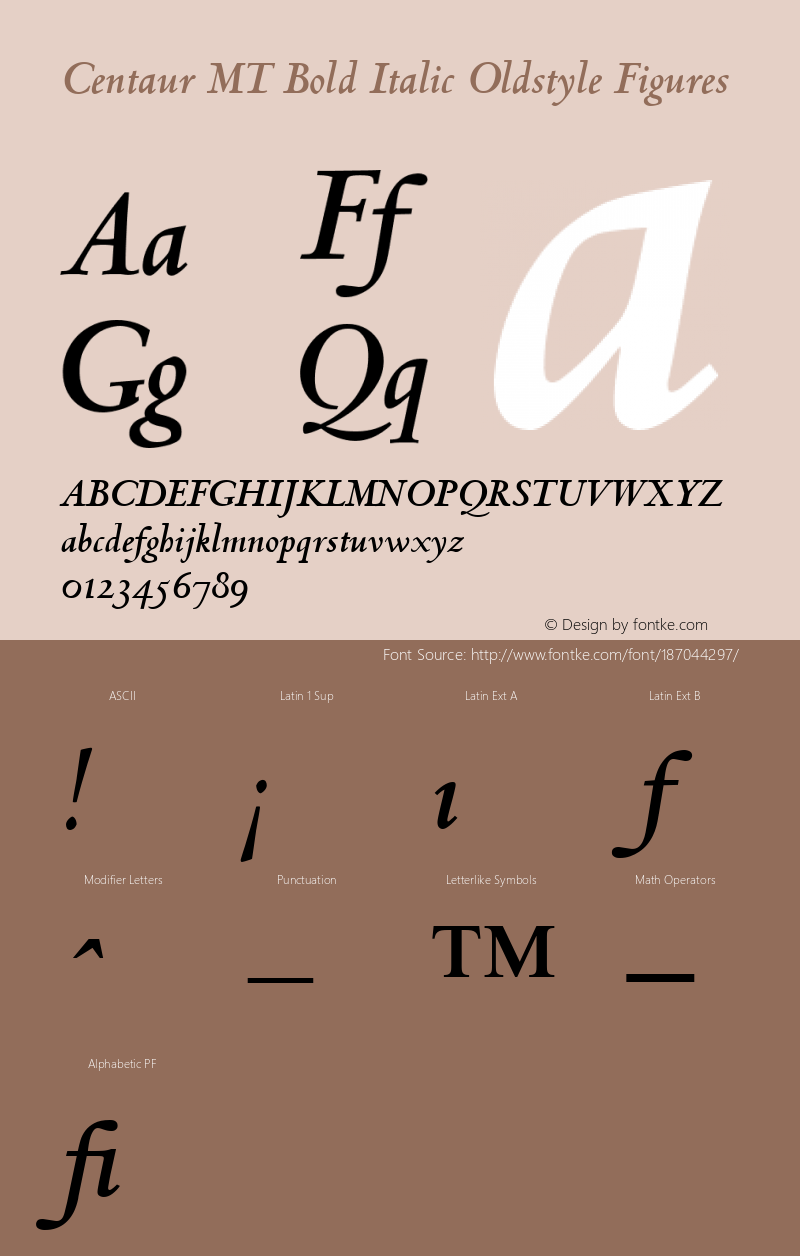 Centaur MT Bold Italic Oldstyle Figures 001.000图片样张