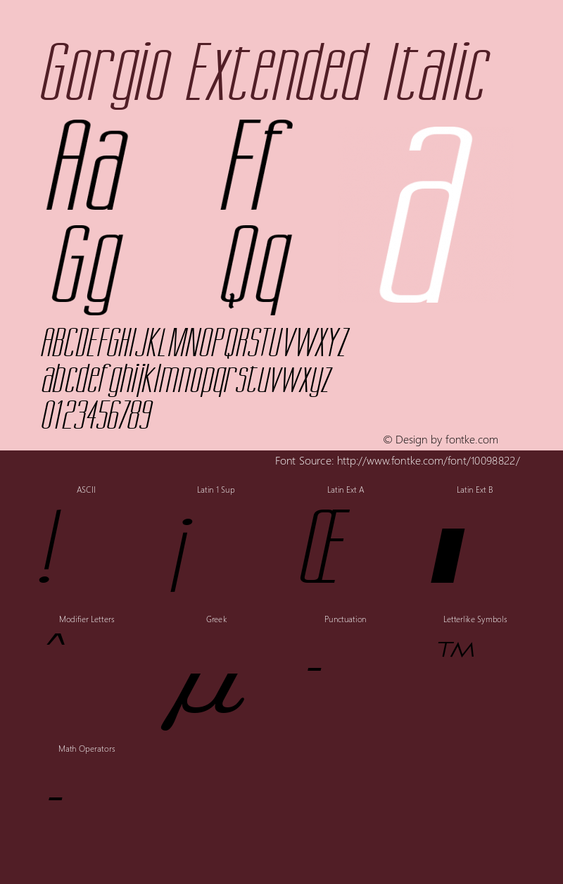 Gorgio Extended Italic Altsys Fontographer 4.1 1/5/95图片样张