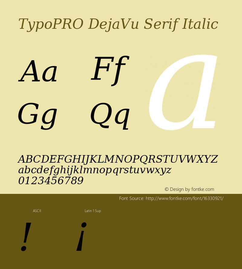 TypoPRO DejaVu Serif Italic Version 2.34图片样张
