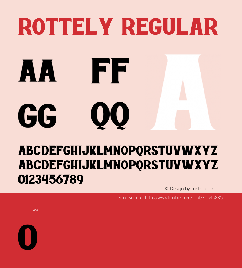 Rottely Version 1.00;June 1, 2019;FontCreator 11.5.0.2430 64-bit图片样张