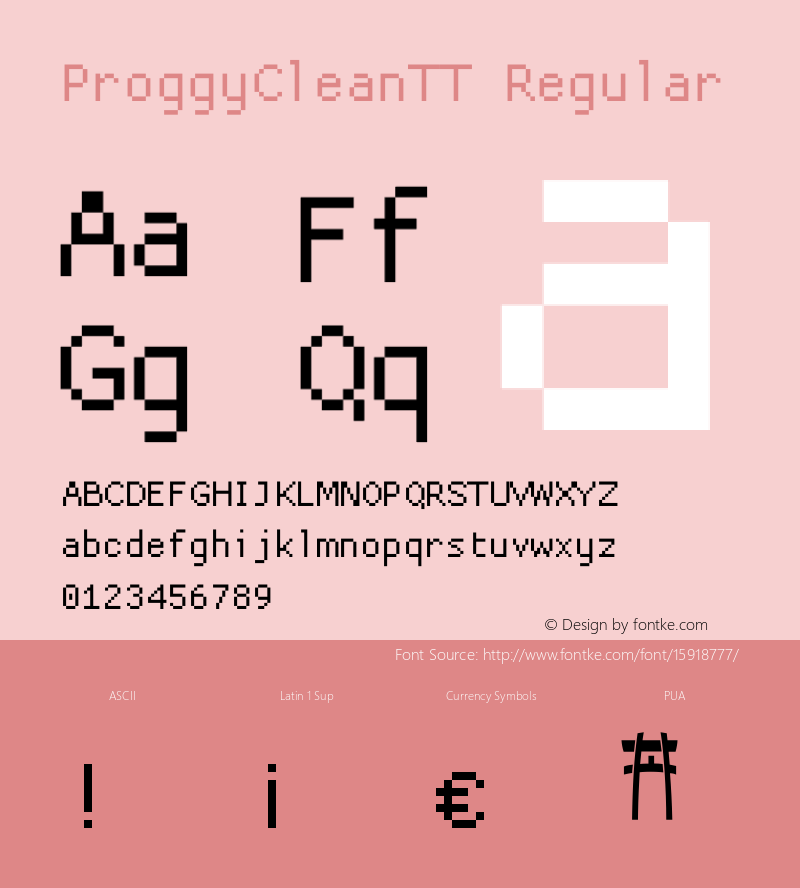 ProggyCleanTT Regular 2004/04/15图片样张