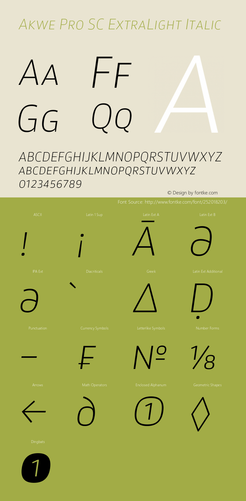 Akwe Pro SC ExtraLight Italic Version 1.000;PS 001.000;hotconv 1.0.88;makeotf.lib2.5.64775图片样张