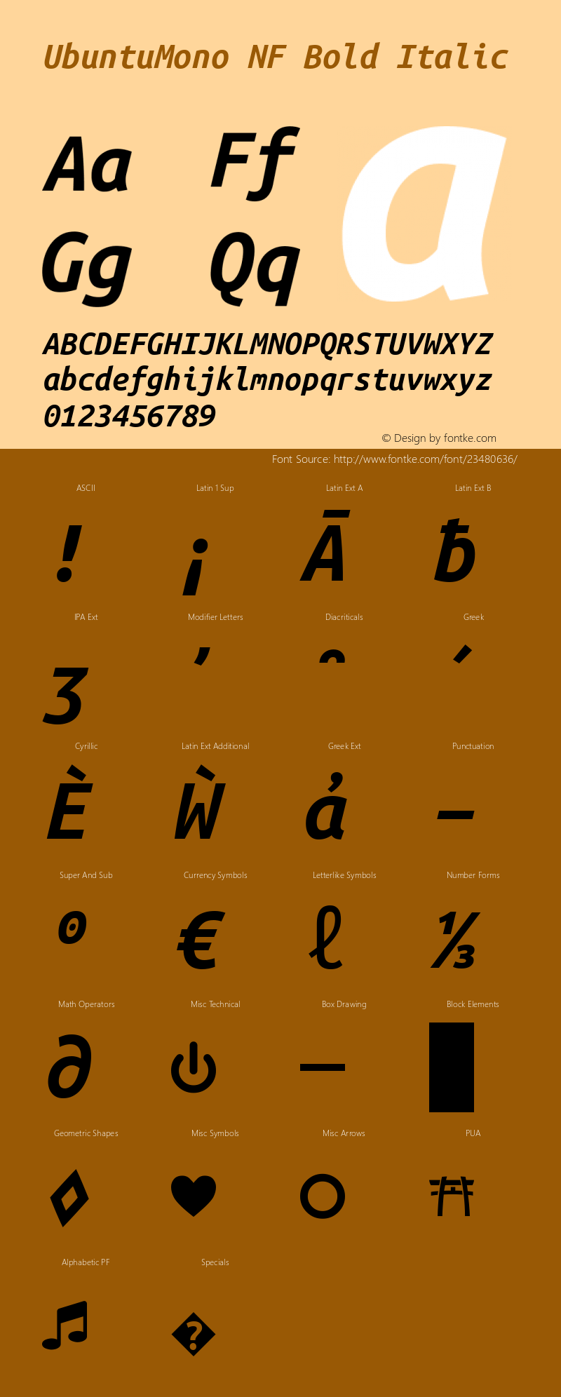 Ubuntu Mono Bold Italic Nerd Font Complete Mono Windows Compatible Version 0.80图片样张