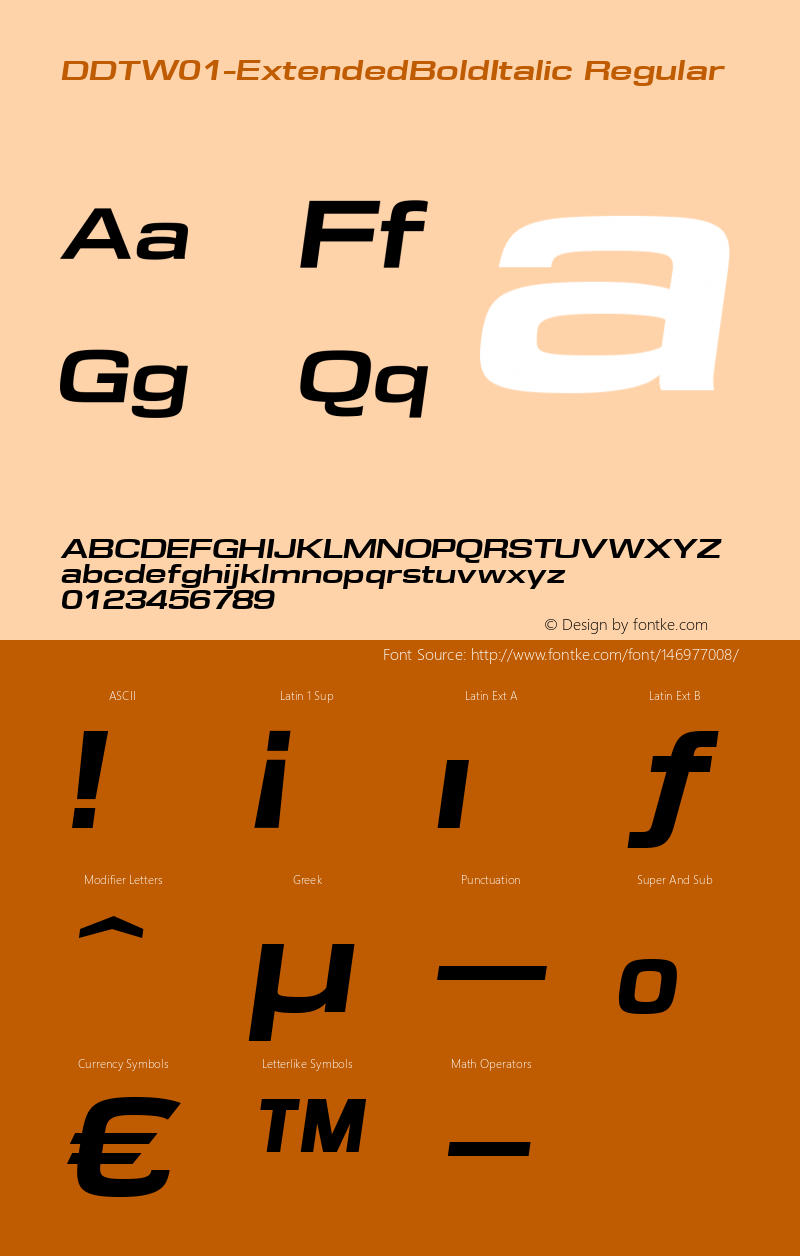 DDT W01 Extended Bold Italic Version 1.40图片样张