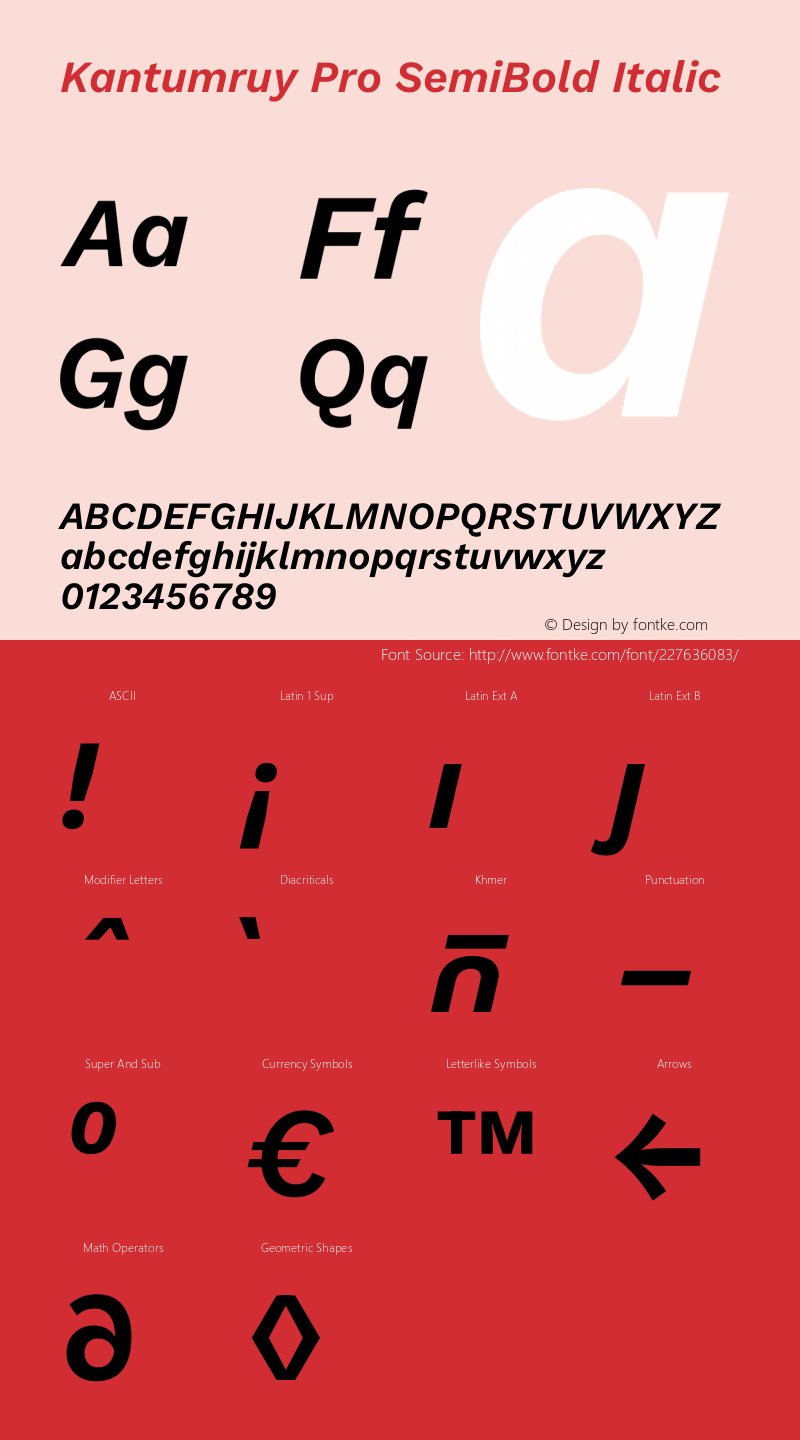 Kantumruy Pro SemiBold Italic Version 1.002图片样张