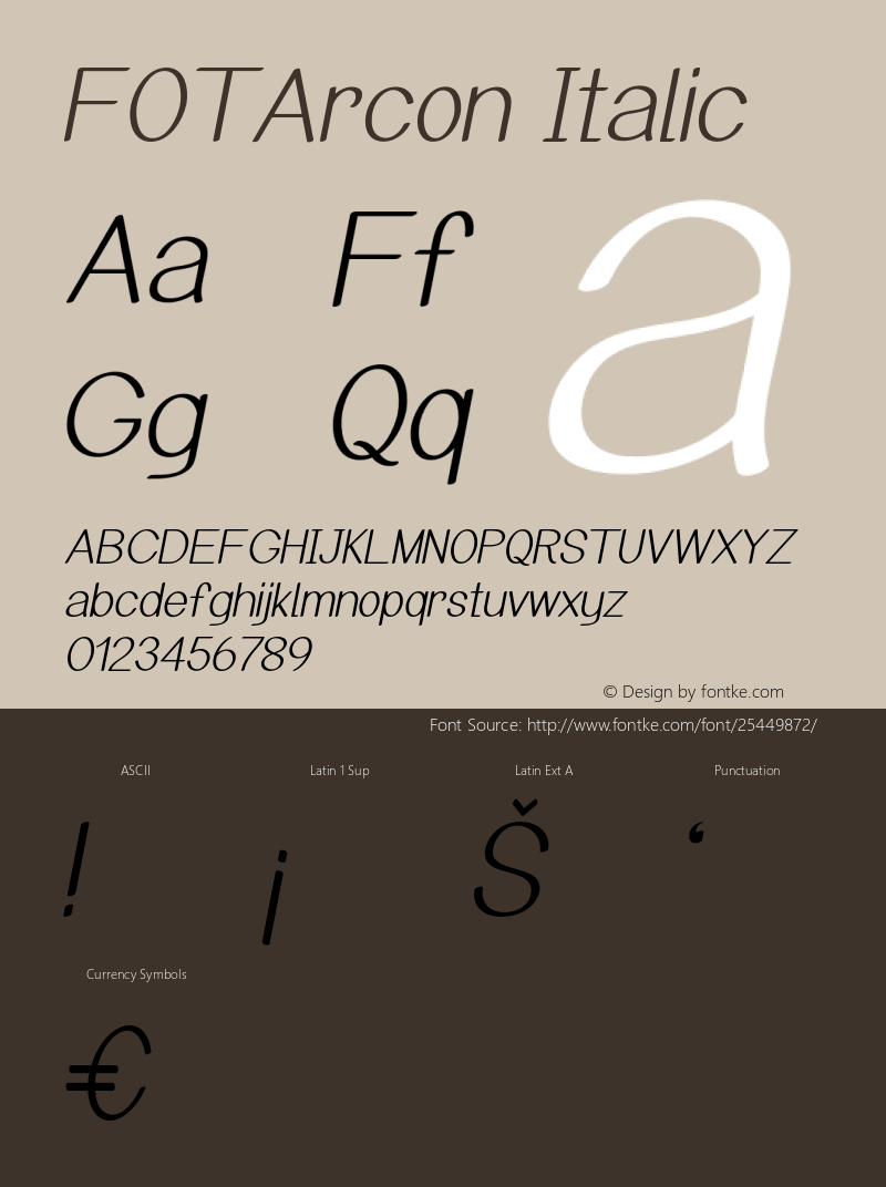 FOTArcon-Italic Version 1.000图片样张