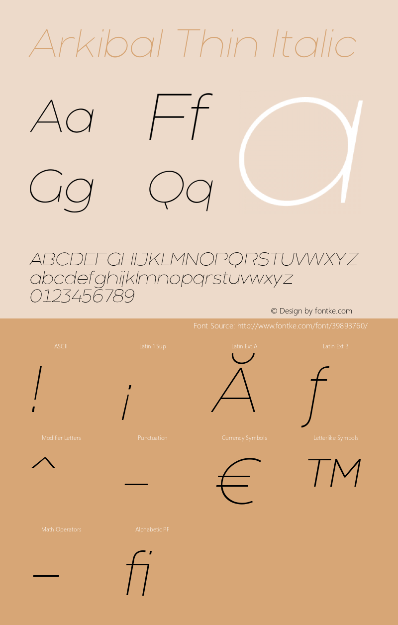 Arkibal-Thin Italic Version 1.000图片样张