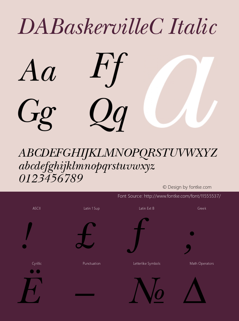 DABaskervilleC Italic Version 001.000图片样张