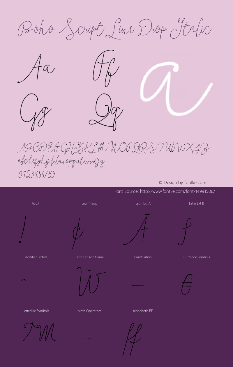 Boho Script Line Drop Italic Version 1.000图片样张