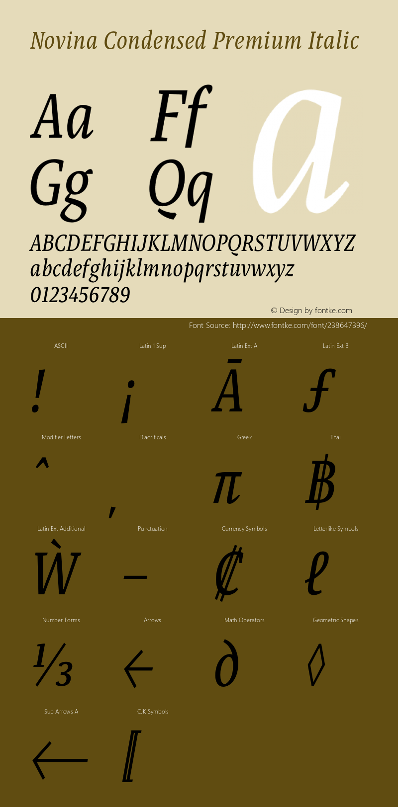 Novina Condensed Premium Italic Version 1.000;hotconv 1.0.109;makeotfexe 2.5.65596图片样张