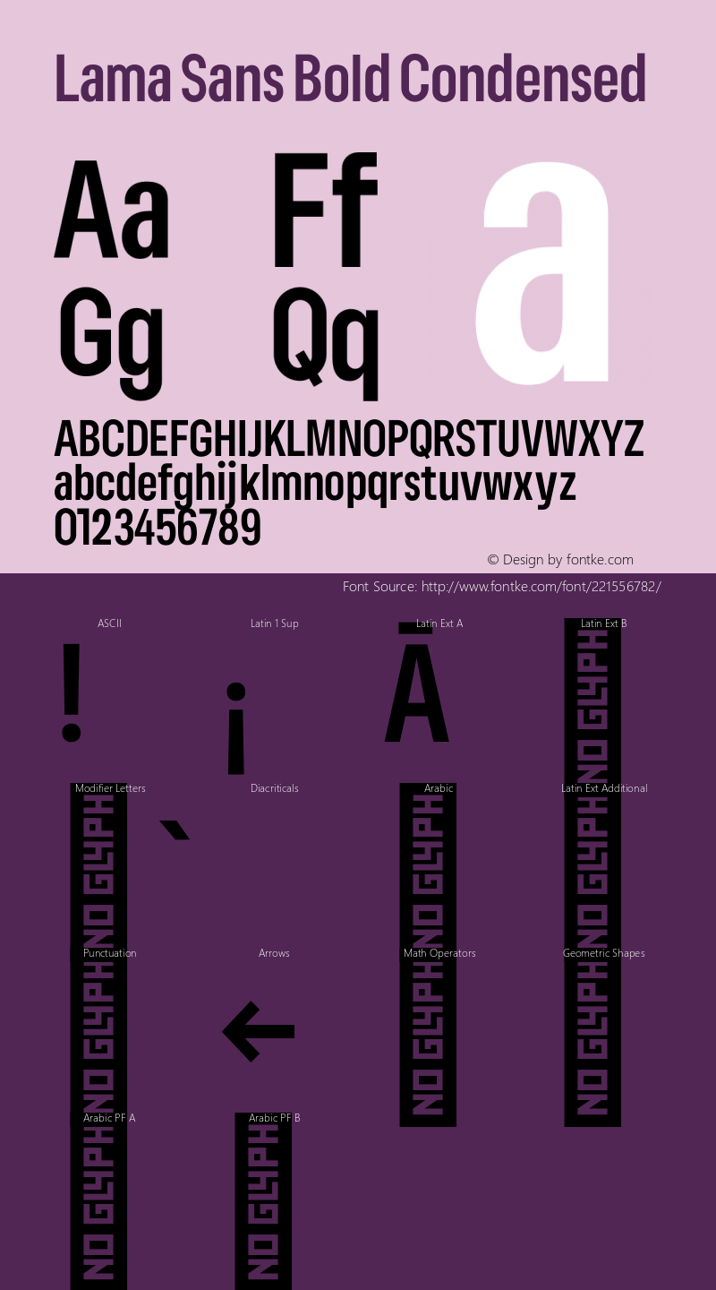 Lama Sans Bold Condensed Version 1.000;hotconv 1.0.109;makeotfexe 2.5.65596图片样张