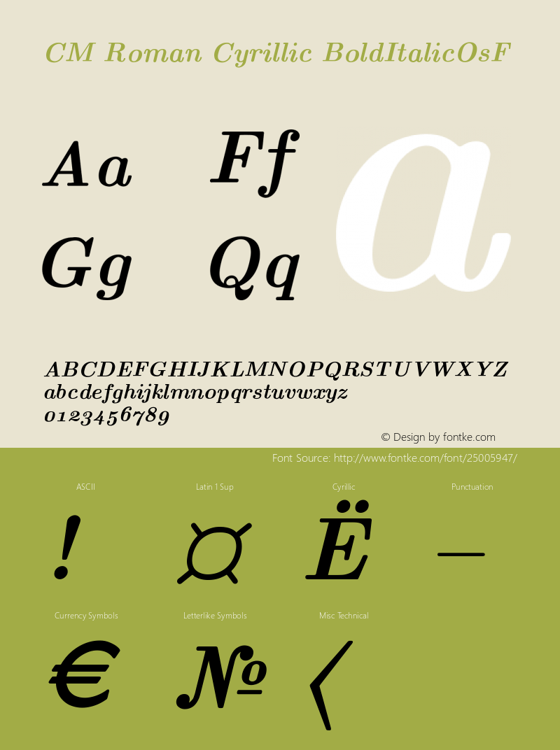 Computer Modern Roman Cyrillic Bold Italic Old Style Figures Version 001.001图片样张
