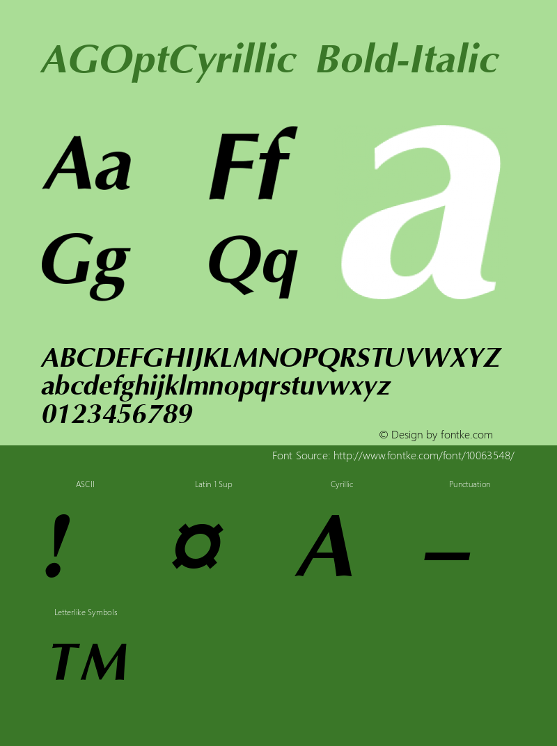 AGOptCyrillic Bold-Italic 1.000图片样张