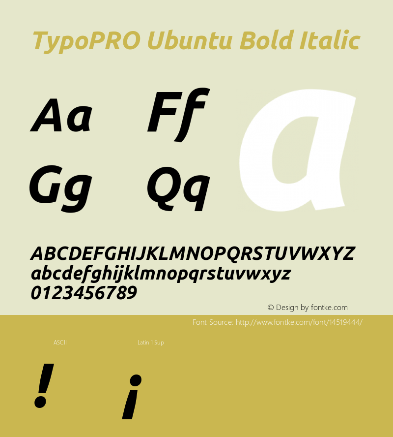 TypoPRO Ubuntu Bold Italic Version 0.80图片样张