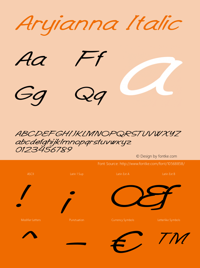 Aryianna Italic Version 1.000图片样张