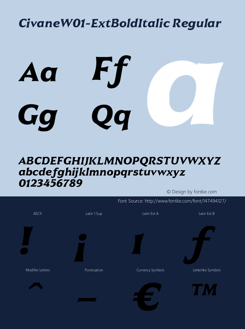 Civane W01 Ext Bold Italic Version 1.00图片样张