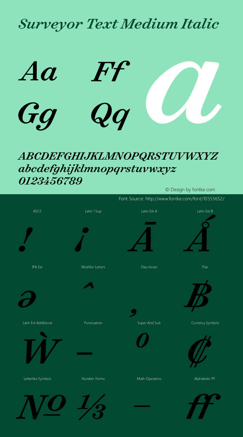 Surveyor Text Medium Italic Version 1.200 Pro图片样张