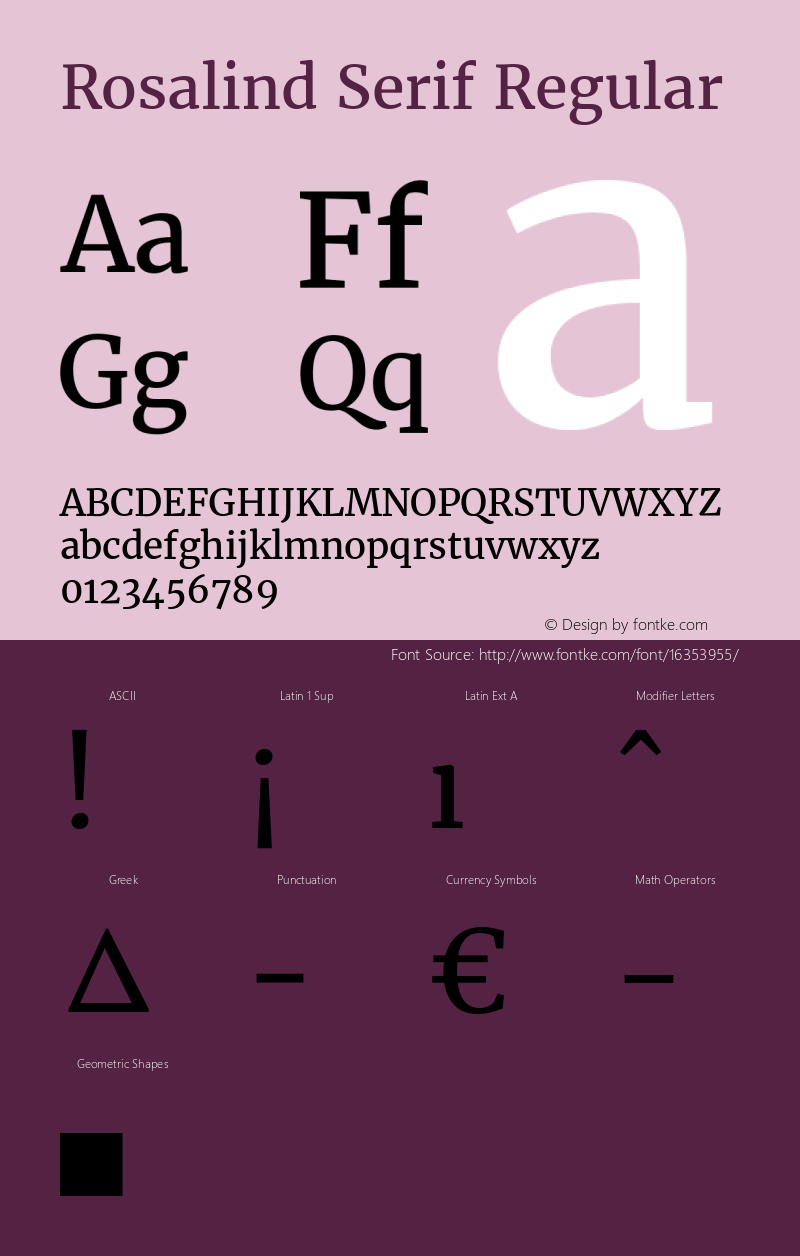 Rosalind Serif Regular Version 1.584;PS 001.584;hotconv 1.0.70;makeotf.lib2.5.58329图片样张