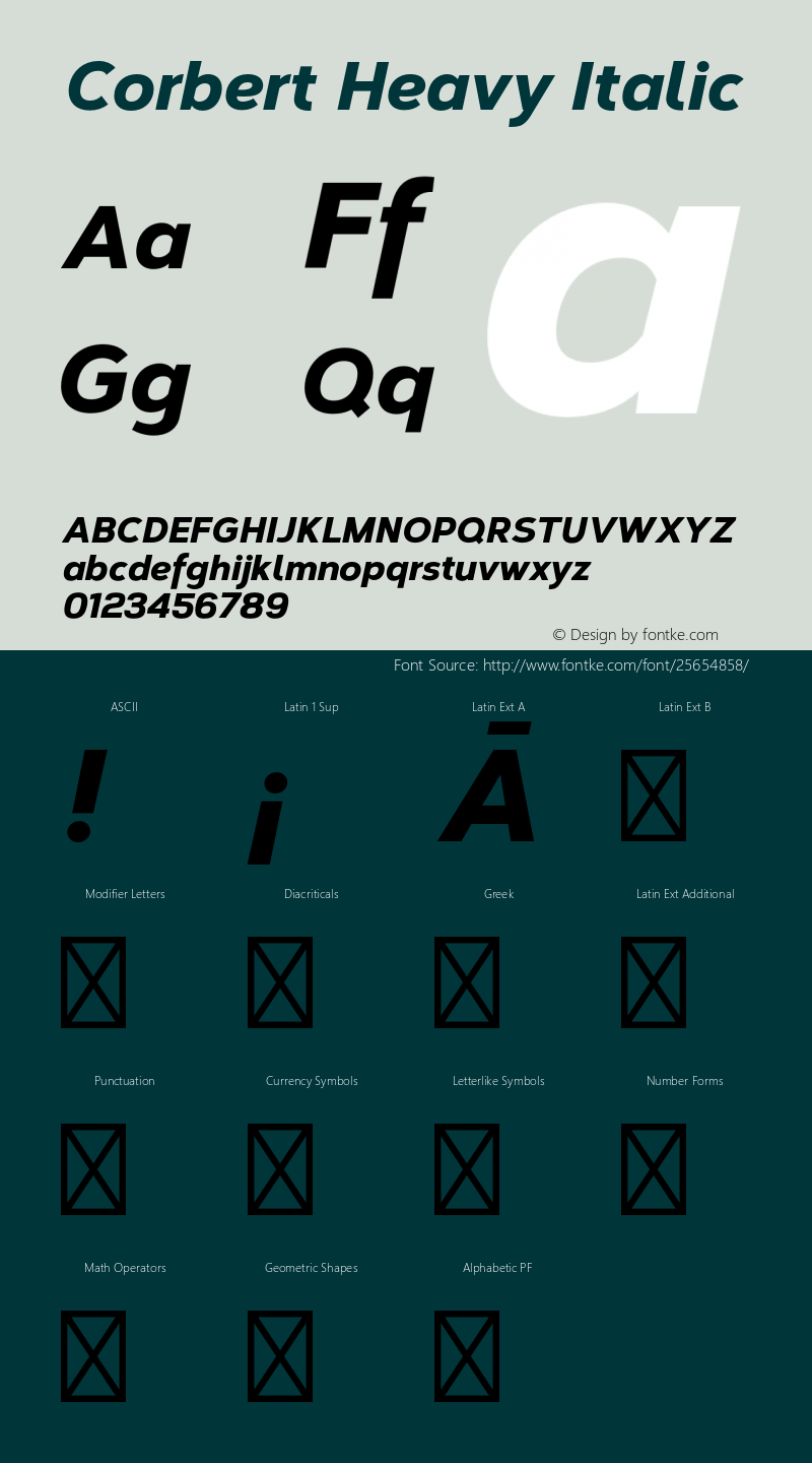 Corbert Heavy Italic Version 1.001;PS 001.001;hotconv 1.0.70;makeotf.lib2.5.58329图片样张