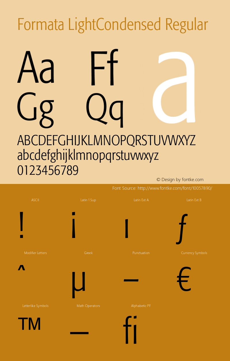 Formata LightCondensed Regular OTF 1.0;PS 001.001;Core 1.0.22图片样张