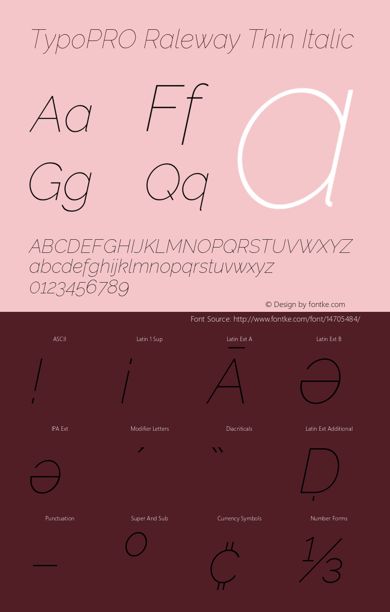 TypoPRO Raleway Thin Italic Version 3.000; ttfautohint (v0.96) -l 8 -r 28 -G 28 -x 14 -w 