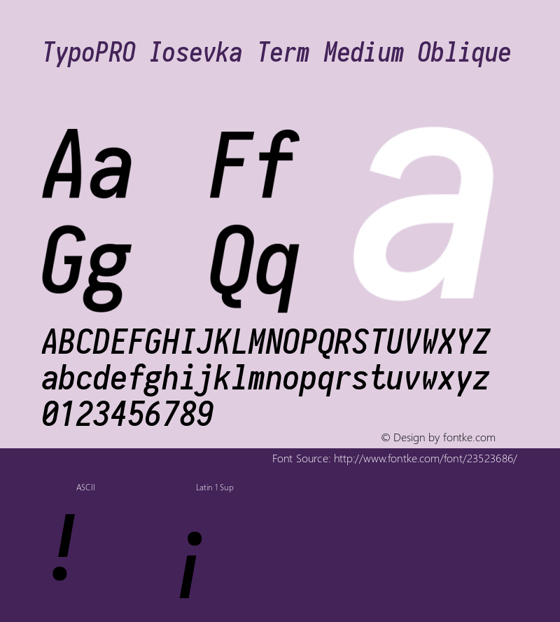 TypoPRO Iosevka Term Medium Oblique 1.12.1; ttfautohint (v1.6)图片样张